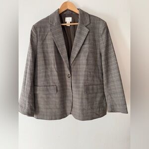 H&M oversized brown and grey plaid blazer